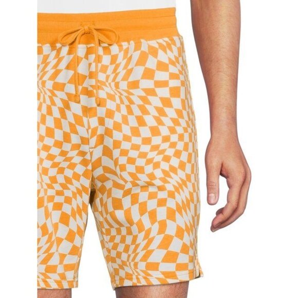 No Boundaries Mens Lounge Shorts Orange White Checked Summer Relaxed Size 2XL - Picture 3 of 5